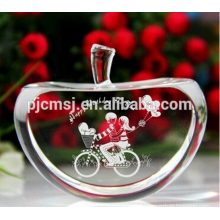 Clear Crystal Apple Paperweight With 3D Laser Engraving For Souvenirs Gift